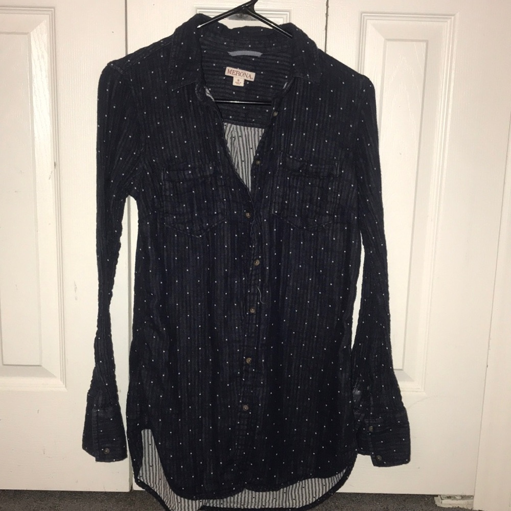 Blue flannel w/ white dots